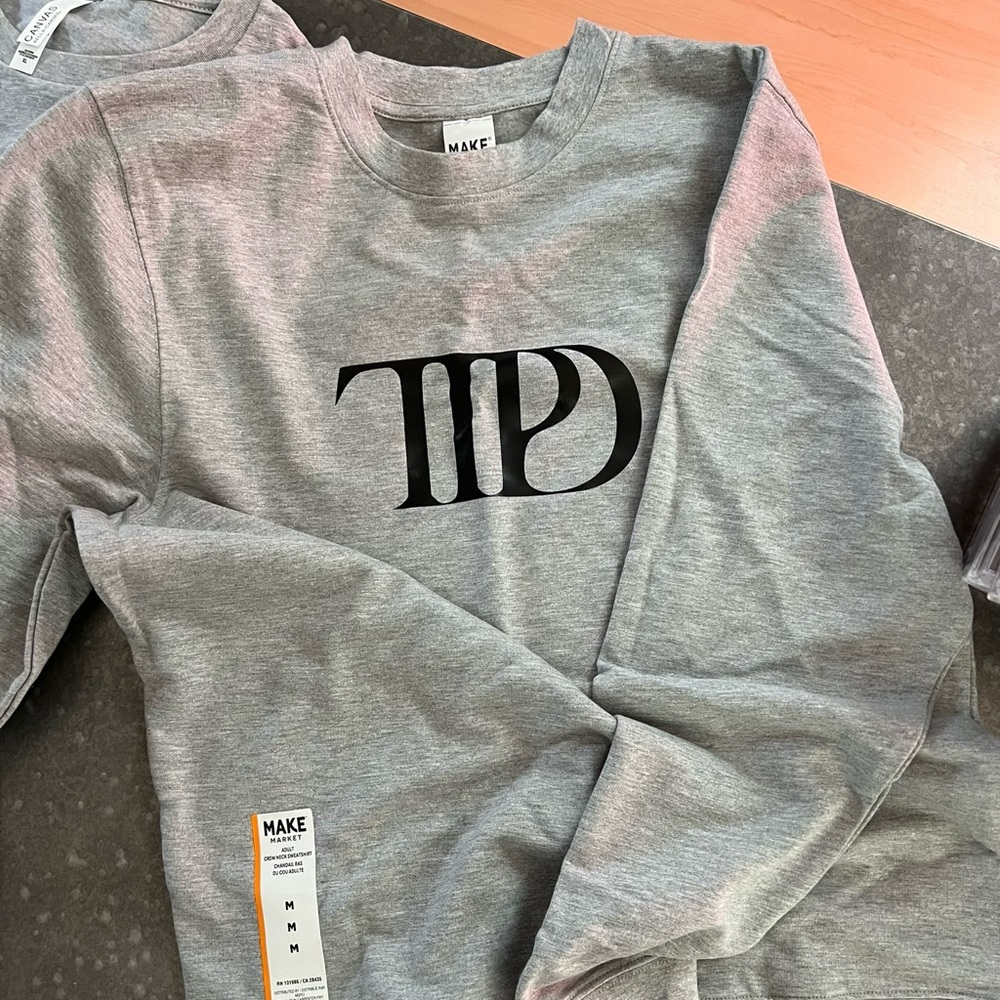 TTPD logo fan made sweatshirt gray and black Taylor swift